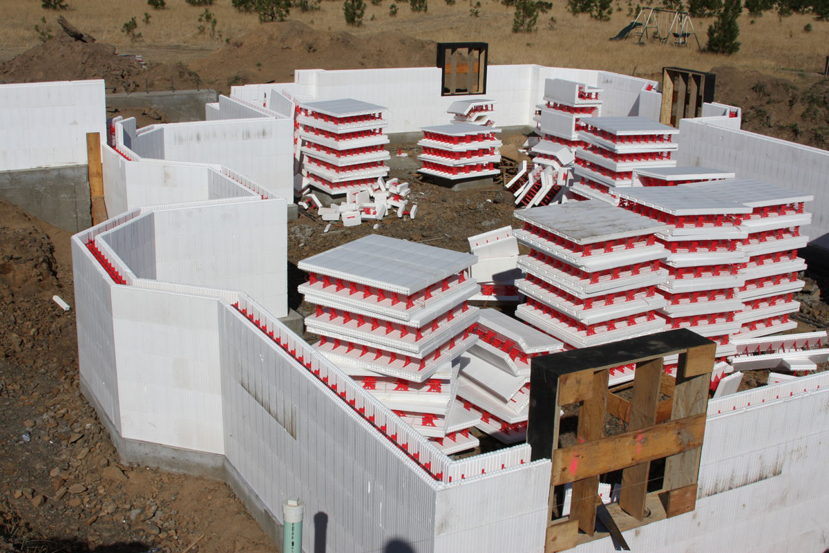This image depicts a new build using ICF block construction.