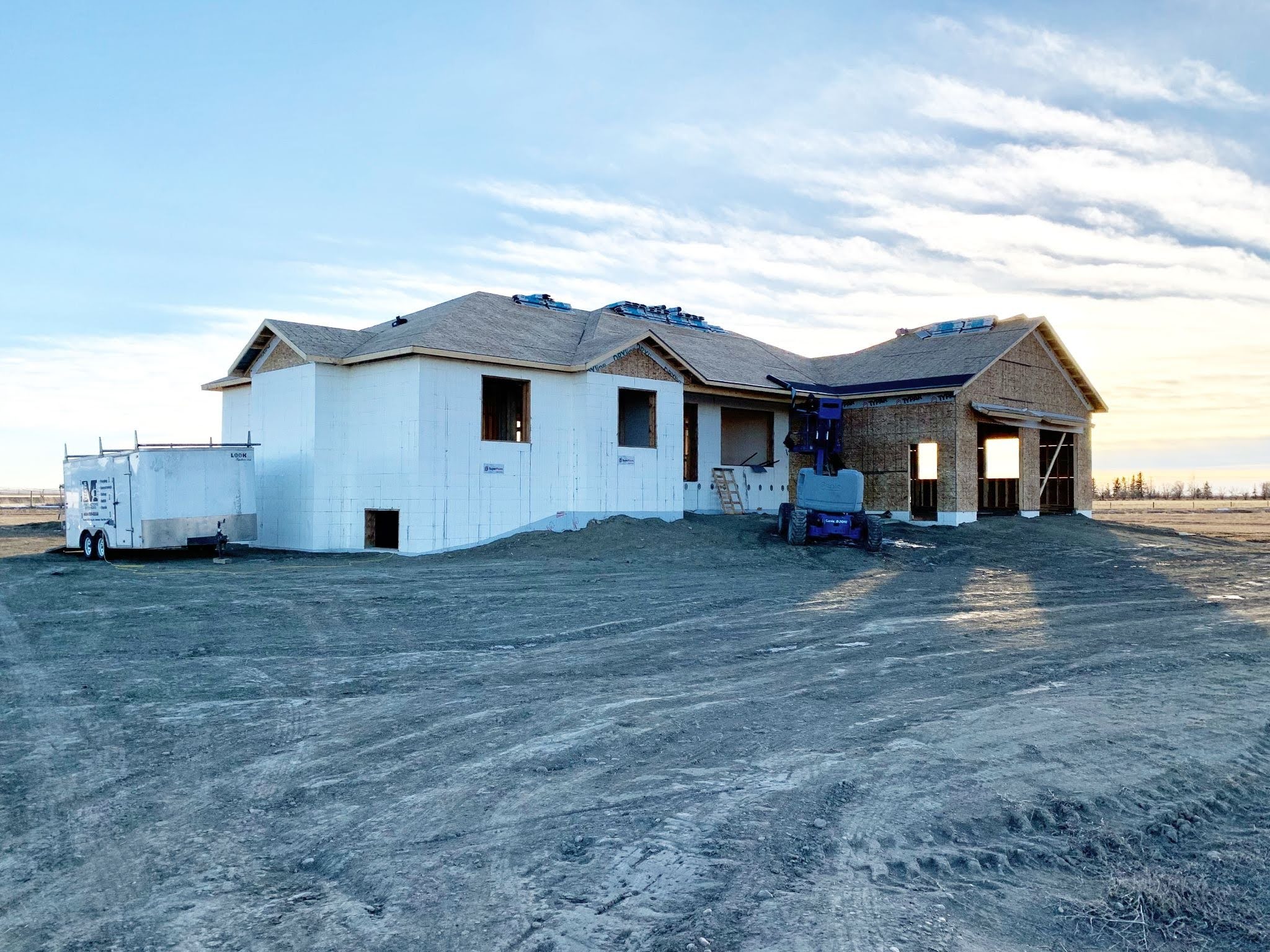 A single-family home is under construction with SuperForm insulated concrete forms.