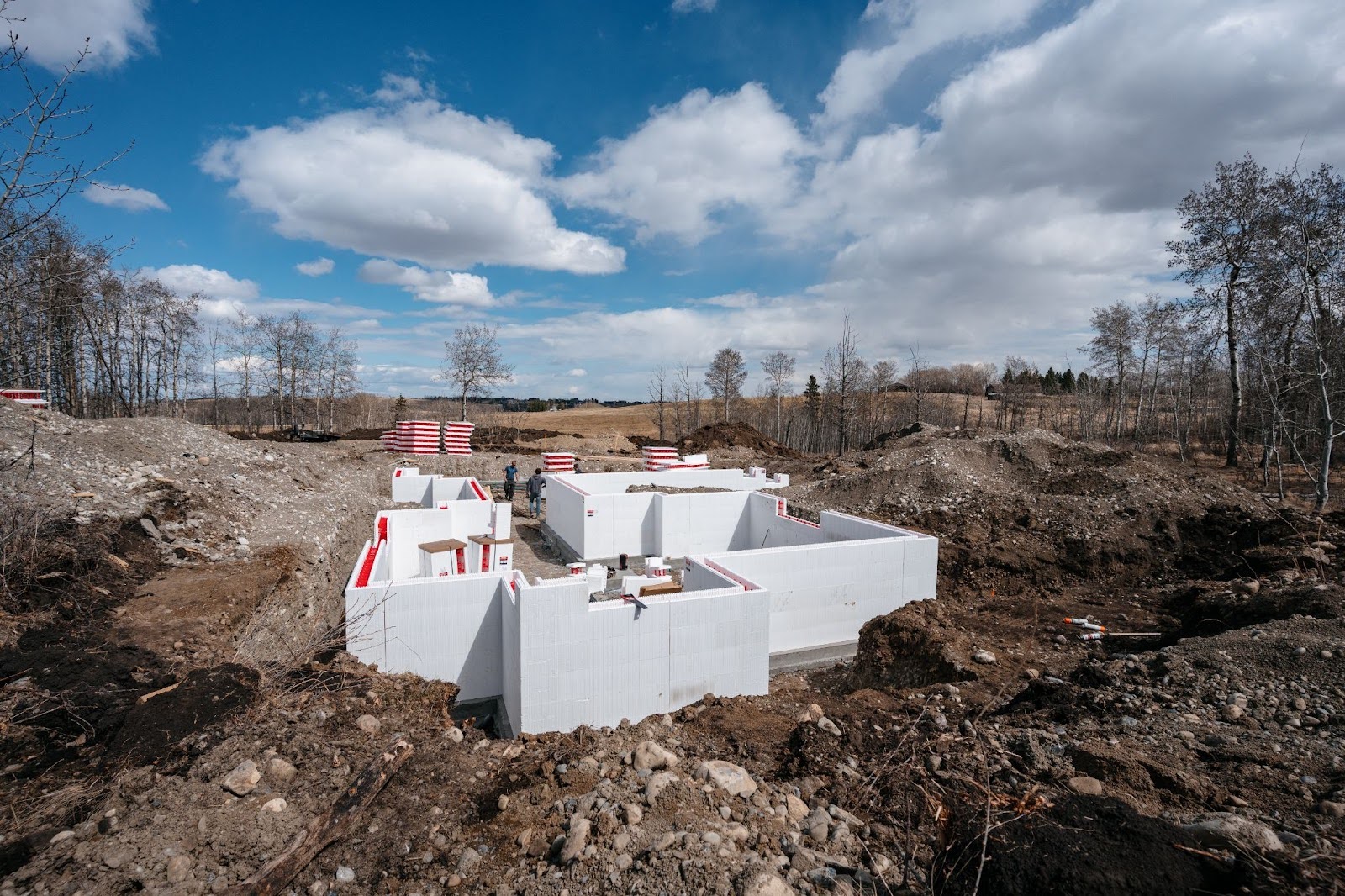An ICF foundation is shown at a job site.